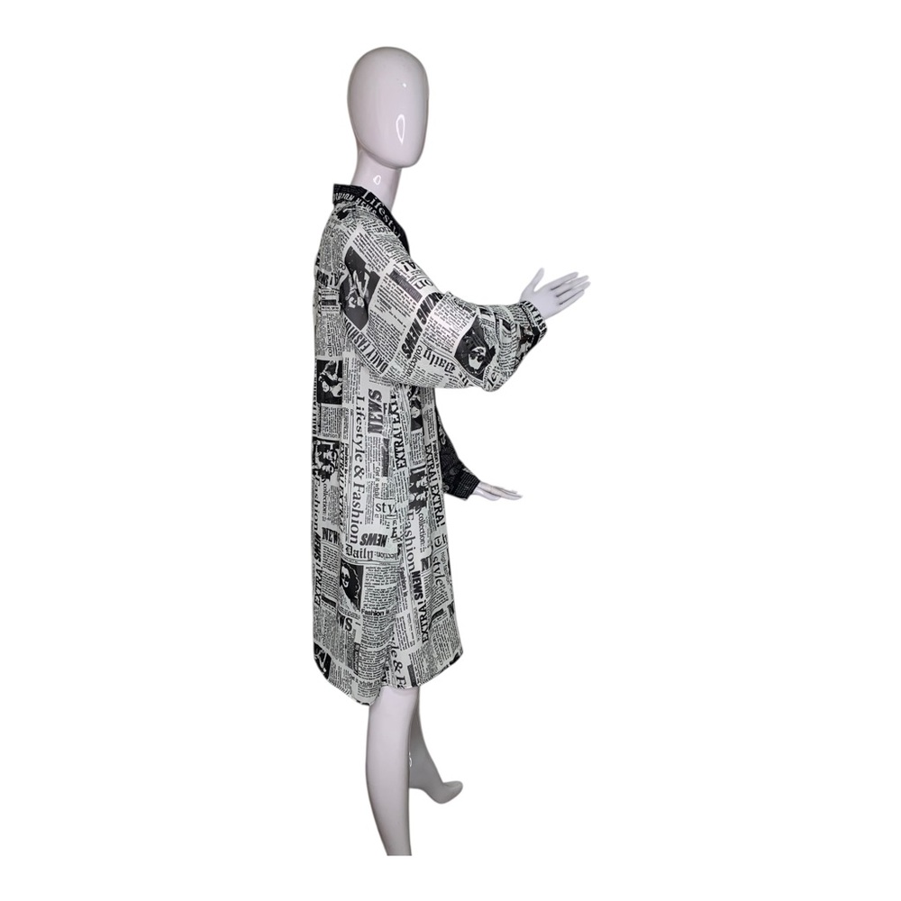 Live 4 Truth NWOT Newspaper Black & White Print Kimono-Cover Long Sleeve Size 3X - Picture 4 of 12